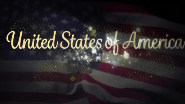 Animación Estados Unidos América Texto Sobre Bandera Estados Unidos América — Vídeos de Stock