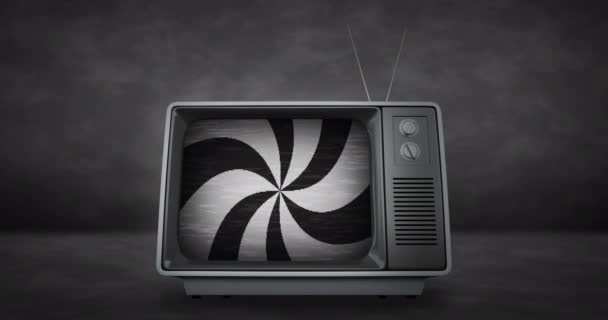Animation Einer Spirale Aus Schwarzen Und Weißen Linien Fernsehen Abstrakter — Stockvideo
