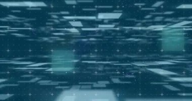 Sunucular üzerinde kapsam ve veri işleme animasyonu. Küresel bulut hesaplama, dijital arayüz ve veri işleme kavramı dijital olarak oluşturulmuş video.