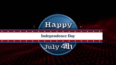 Konfeti siyah arkaplanda dijital dalgaya karşı mutlu bağımsızlık günü yazılı mesaj pankartıyla düşüyor. Amerikan bağımsızlık günü konsepti