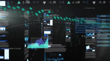 Borsa üzerinde veri işleme animasyonu. Küresel iş, finans ve dijital arayüz kavramı, dijital olarak oluşturulmuş video.