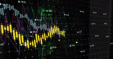 Animation of data processing over computer servers. Global business, finances, computing and data processing concept digitally generated video.