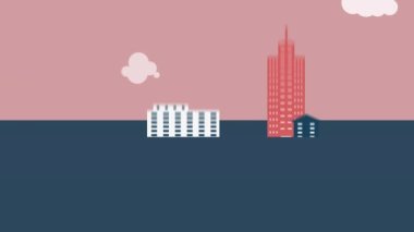 Yoğun sokak ve şehir üzerinde farklı insanların canlandırması. Sosyal medya ve seyahat konsepti, dijital olarak oluşturulmuş video.