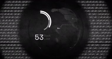 Tüm dünyada veri işleme ve ikili kodlama animasyonları. Küresel bağlantılar, iş dünyası, bulut hesaplama, dijital arayüz ve veri işleme kavramı dijital olarak oluşturulmuş video.