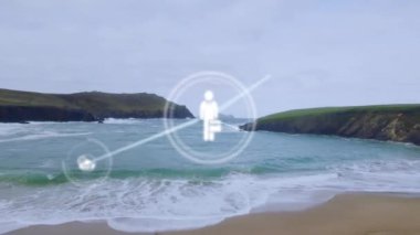 Manzara üzerindeki bağlantı ağının animasyonu. Dijital olarak oluşturulmuş küresel bağlantılar, iş, finans, bilgisayar ve veri işleme kavramı.