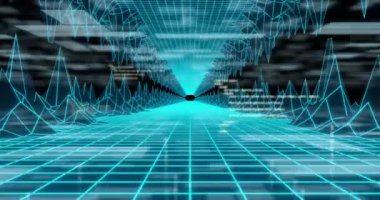 Şebeke üzerinde veri işleme ve ikili kodlama animasyonu. Küresel bağlantılar, iş dünyası, bulut hesaplama, dijital arayüz ve veri işleme kavramı dijital olarak oluşturulmuş video.