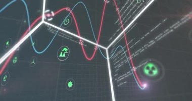 Küp üzerinde veri işleme animasyonu. Küresel bağlantılar, iş dünyası, bulut hesaplama, dijital arayüz ve veri işleme kavramı dijital olarak oluşturulmuş video.