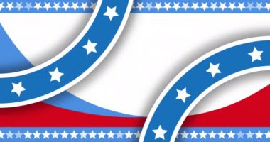 Beyaz, mavi ve kırmızı şekilli beyaz yıldızların animasyonu. Usa, vatanseverlik ve kutlama konsepti dijital olarak oluşturulmuş video.