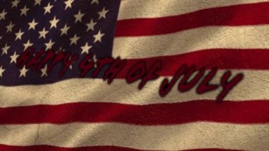 Arka planda Amerikan bayrağı sallayan 4 Temmuz mesajınız kutlu olsun. Amerikan bağımsızlık günü konsepti