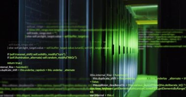 Animation of data processing over computer servers. Global computing and data processing concept digitally generated video.