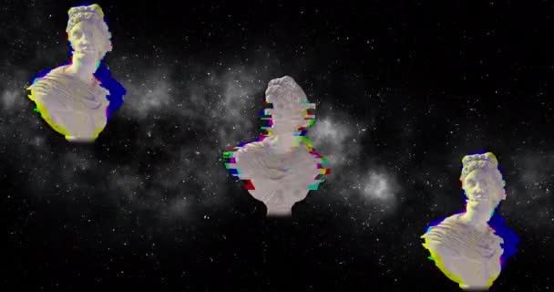 Animación Interferencia Esculturas Sobre Espacio Concepto Abstracto Fondo Patrón Vídeo — Vídeo de stock
