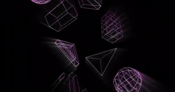 Animation Formes Lumineuses Déplaçant Sur Fond Noir Concept Mondial Réalité — Video