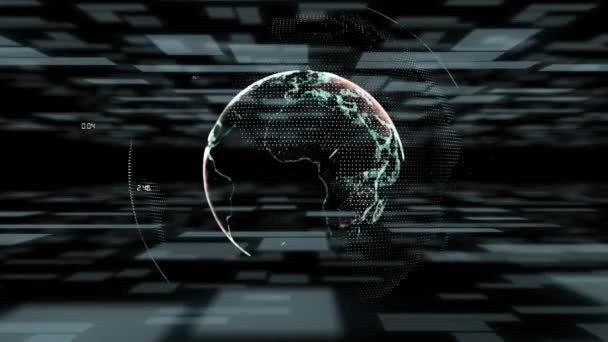 Animering Databehandling Över Hela Världen Globala Anslutningar Företag Molntjänster Digitalt — Stockvideo