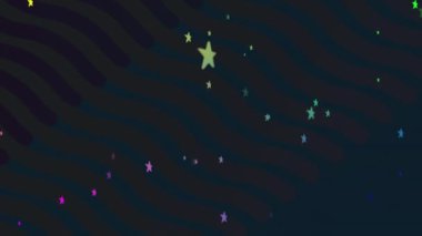 Siyah desenli arka planda yıldızların canlandırılması. Şekil, hareket ve şablon kavramı dijital olarak oluşturuldu.