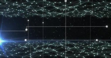 Bağlantılar ve veri işleme ağlarının animasyonu. Küresel ağlar, dijital arayüz ve dijital olarak oluşturulan veri işleme konsepti.