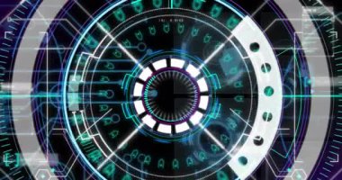 Kapsam taraması ve veri işleme animasyonu. Dijital olarak oluşturulmuş küresel bilgisayar ve veri işleme kavramı.