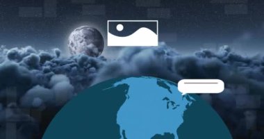 Tüm dünyada ai metin ve veri işleme animasyonları. Küresel yapay zeka, iş, veri işleme, hesaplama ve dijital arayüz kavramı dijital olarak oluşturulmuş video.