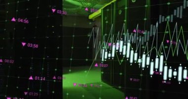 Animation of data processing over computer servers. Global business, finances, computing and data processing concept digitally generated video.