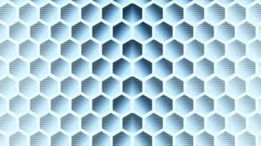 Yeşil arka planda dairesel desen üzerinde altıgenlerin animasyonu. Dijital olarak üretilen hologram, illüstrasyon, şekil, tünel ve soyut kavram.