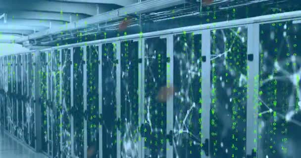 컴퓨터 서버를 데이터 애니메이션 글로벌 컴퓨팅 디지털 인터페이스 데이터 디지털 — 비디오