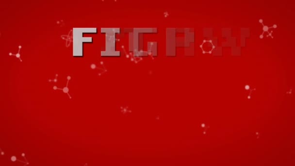 Animatie Van Vechttekst Zwevende Nucleotiden Tegen Rode Achtergrond Digitaal Gegenereerd — Stockvideo