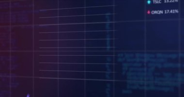 Animation of financial data processing over grid. Global business, finances, computing and data processing concept digitally generated video.