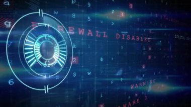 Çemberleri metin, harf, sembol ve soyut arkaplan üzerinden yükleme animasyonu. Dijital olarak üretilmiş, hologram, illüstrasyon, aydınlanma, ilerleme, şifre ve teknoloji konsepti.