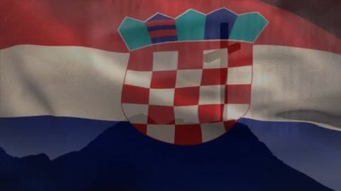 Hıristiyan haçı ve Hırvat bayrağının animasyonu. Hristiyanlık, inanç ve din kavramı dijital olarak oluşturulmuş video.