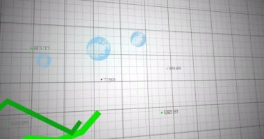 İstatistiksel veri işleme ve gri arkaplan üzerinde yüzen çoklu kürelerin animasyonu. İş veri teknolojisi kavramı