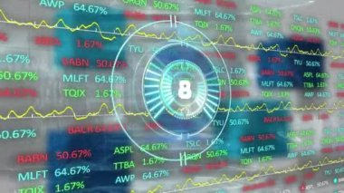 Borsa veri işleme karşı neon tarayıcı üzerinde geri sayım animasyonu. Küresel ekonomi ve iş teknolojisi kavramı