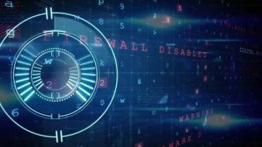 Çemberleri metin, harf, sembol ve soyut arkaplan üzerinden yükleme animasyonu. Dijital olarak üretilmiş, hologram, illüstrasyon, aydınlanma, ilerleme, şifre ve teknoloji konsepti.