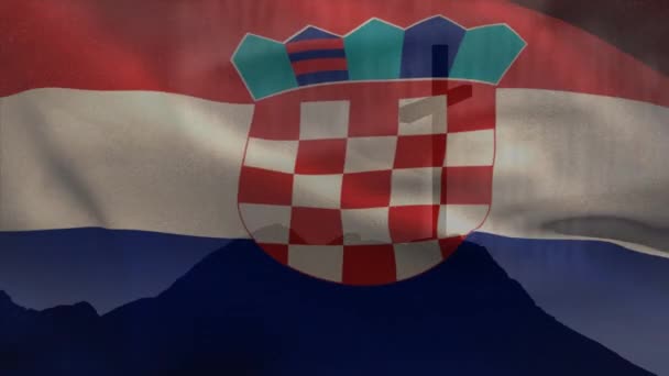基督教十字架和克罗地亚国旗的动画 基督教 信仰和宗教概念数码录像 — 图库视频影像