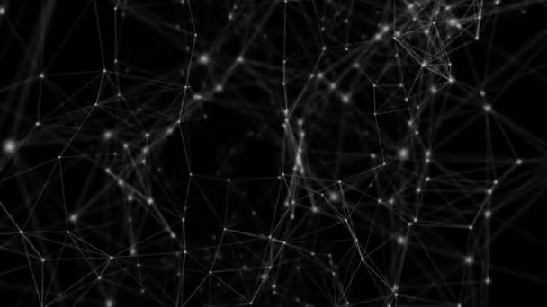 Animation du réseau de connexions sur fond noir. Entreprise mondiale, connexions et concept d'interface numérique vidéo générée numériquement.