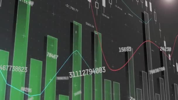 Animasjon Statistikk Behandling Finansielle Data Global Forretnings Finans Databehandlings Databehandlingskonsept – stockvideo