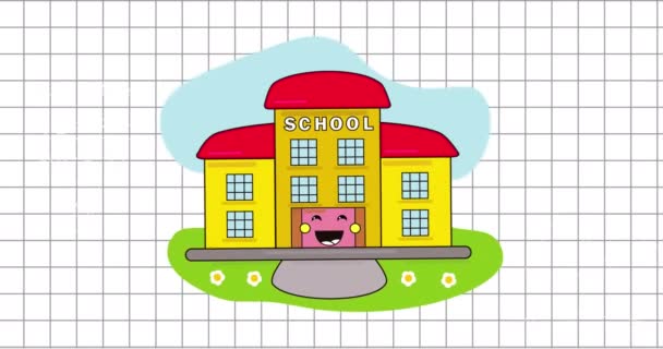 학교의 아이콘을 애니메이션으로 표현하는 데이터 디지털 비디오 — 비디오