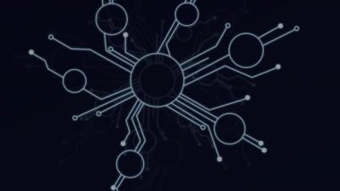 Animation of network of connections over black background. Global business and digital interface concept, digitally generated video.