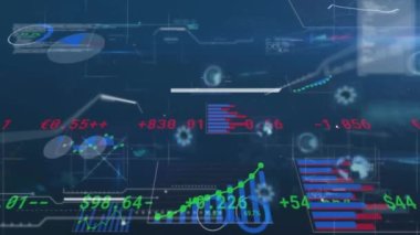 Animation of statistics and financial data processing. Global business, finance, computing and data processing concept digitally generated video.