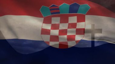Hıristiyan haçı ve Hırvat bayrağının animasyonu. Hristiyanlık, inanç ve din kavramı dijital olarak oluşturulmuş video.