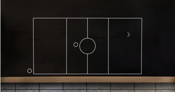 在抽象背景下 白人体育法庭的动画与黑板上的游戏计划 数字生成的全息图 教育和竞争概念 — 图库视频影像