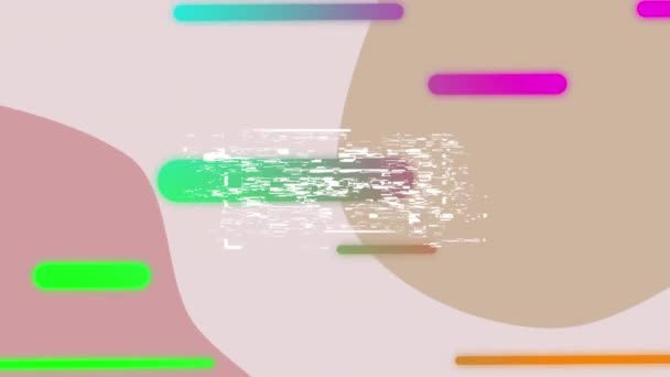 抽象的なピンクの背景にカラフルな光の歩道上の開始テキストバナーのアニメーション ビデオゲームインターフェースと技術の概念 — ストック動画