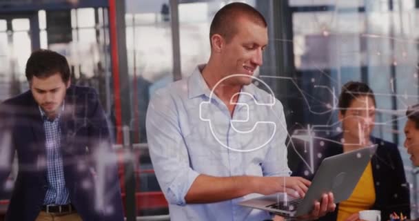 Animace Textu Symbolu Eura Propojení Různých Podnikatelů Úřadu Globální Koncepce — Stock video