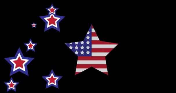 Анимация Американских Звёзд Флагом Америки Чёрном Фоне Американский Патриотизм Независимость — стоковое видео