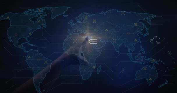Animação Rede Conexões Entregar Cadeado Mapa Mundo Conceito Global Negócios — Vídeo de Stock