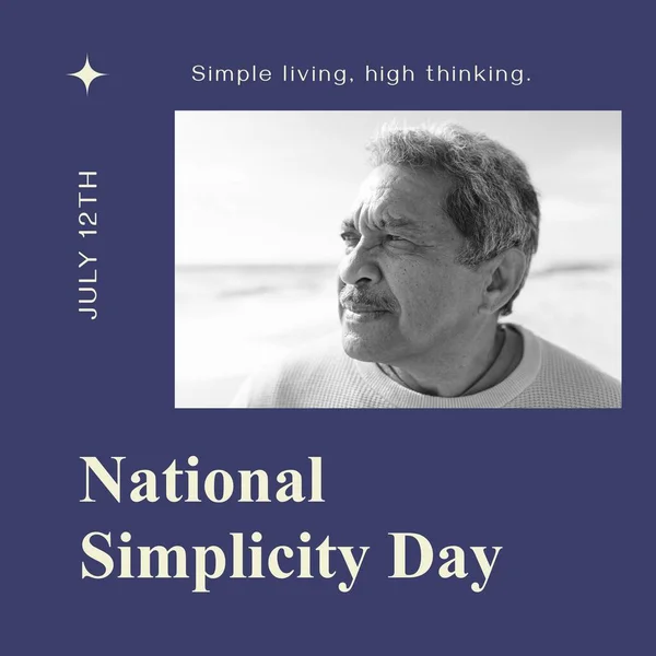 Composition National Simplicity Day Text Senior Biracial Man National Simplicity — Stock Photo, Image