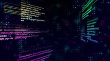 Parlayan noktaların ve veri işlemenin animasyonu. Dijital olarak oluşturulmuş küresel bilgisayar ve veri işleme kavramı.