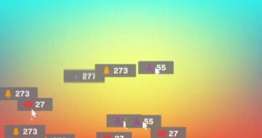 Yeşil ve turuncu arka plan üzerinden sosyal medya veri işleme animasyonu. Dijital olarak oluşturulmuş küresel sosyal medya, bağlantılar, hesaplama ve veri işleme kavramı.