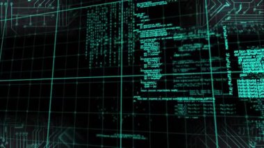 Şebeke ve veri işleme animasyonu. Dijital olarak oluşturulmuş küresel bilgisayar ve veri işleme kavramı.