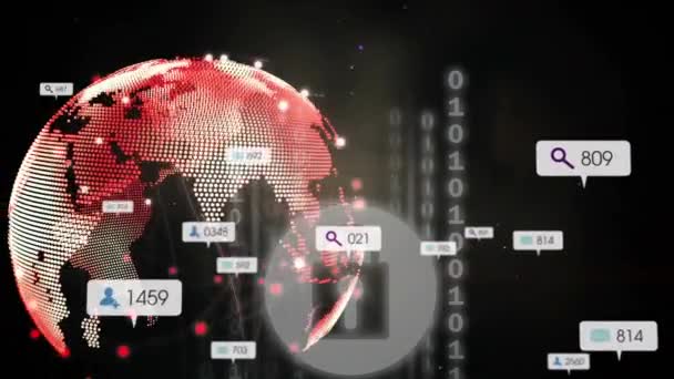 Анимация Медиа Бинарное Кодирование Всему Миру Концепция Социальных Сетей Цифрового — стоковое видео