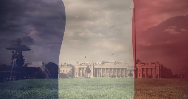 Анімація Прапора Франції Над Місцем Конкорду День Бастилії Національне Свято — стокове відео