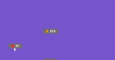 Mor arkaplan üzerinde sosyal medya veri işleme animasyonu. Dijital olarak oluşturulmuş küresel sosyal medya, bağlantılar, hesaplama ve veri işleme kavramı.